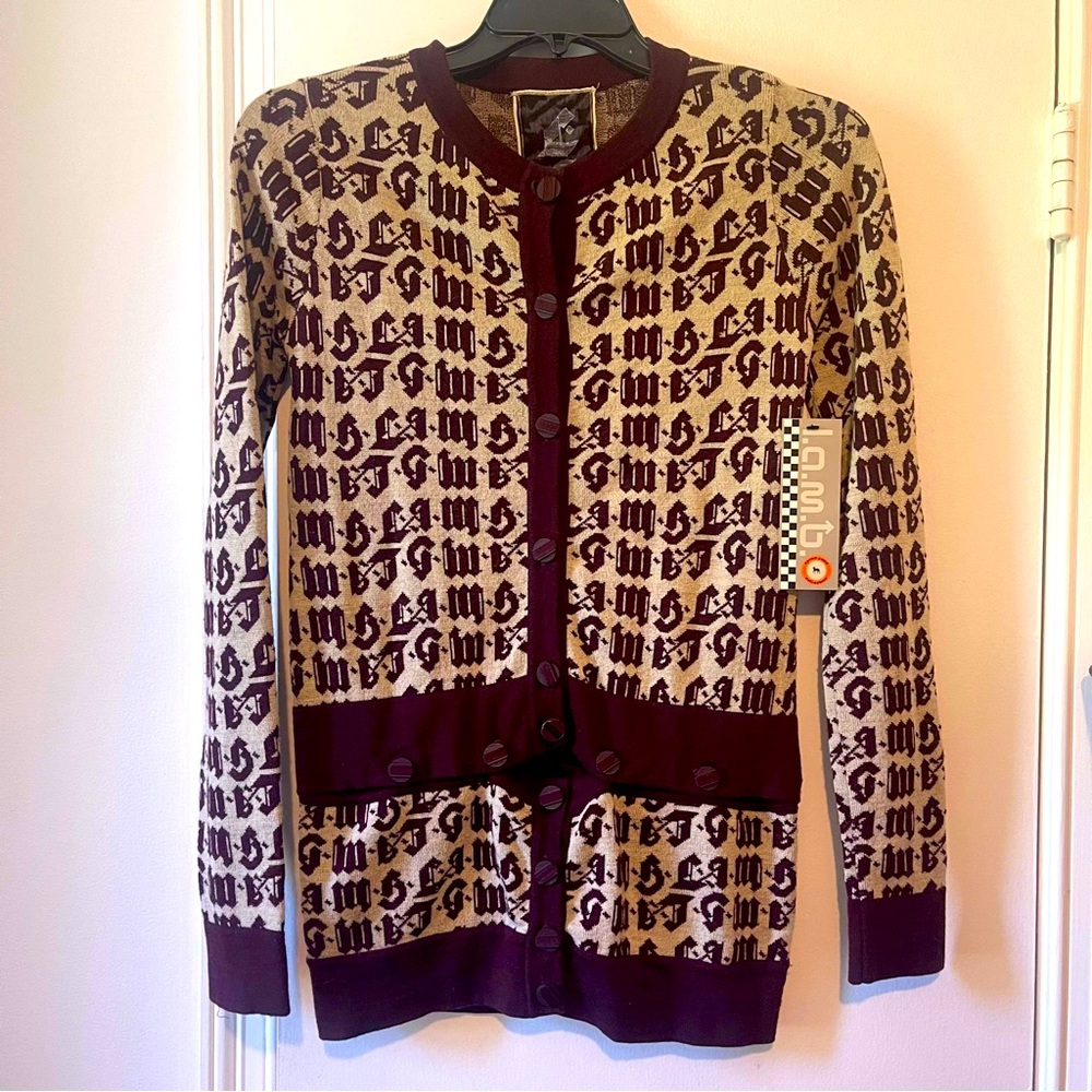 L.A.M.B. By Gwen Stefani monogram cashmere cardigan sweater. NWT.